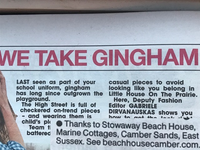 Stowaway Beach House Camber in the Sun Newspaper